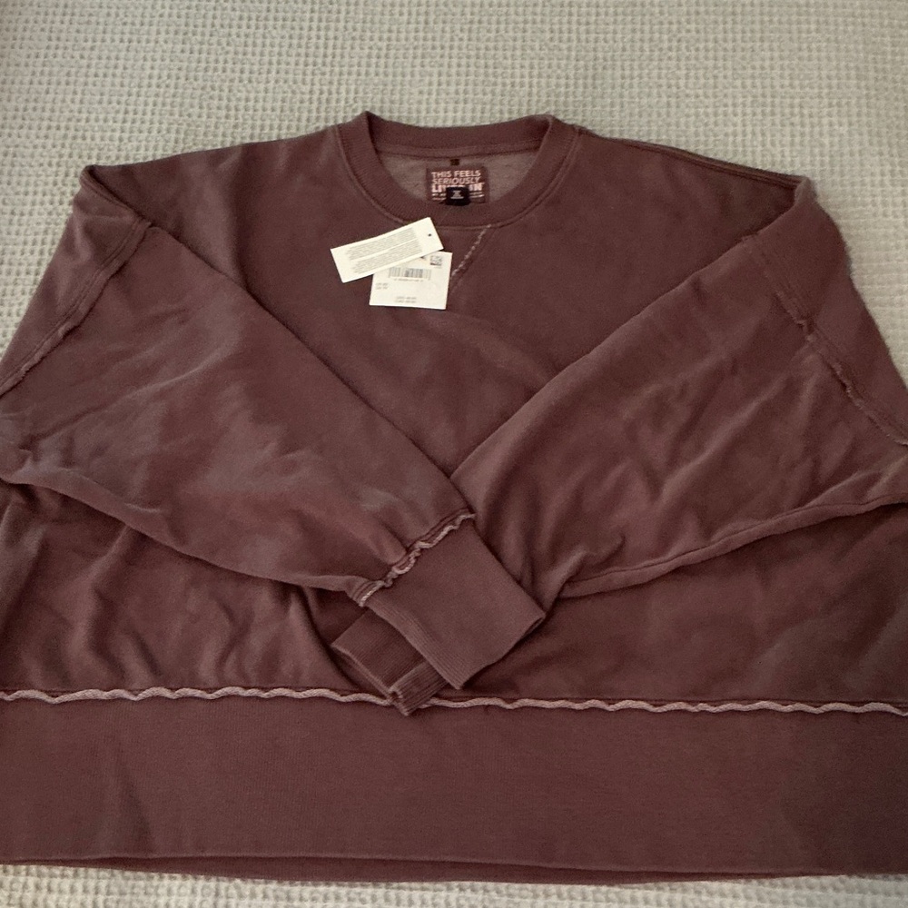 American Eagle “This Feels Seriously Lived-In” Sweatshirt NWT Brown